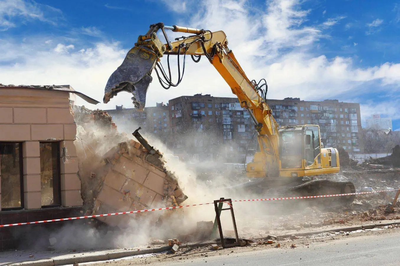 crushing building at construction site